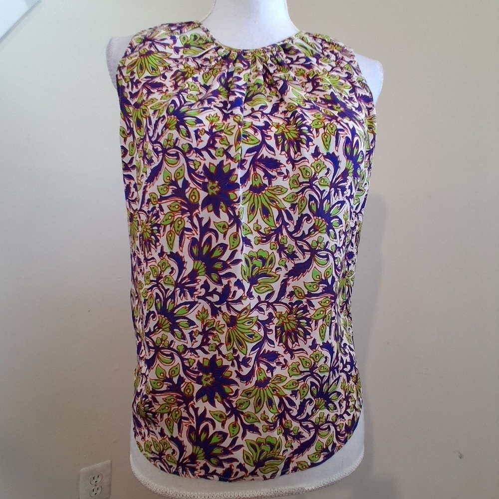 Veronica Beard 100% Silk Sleeveless Floral Top Size 2